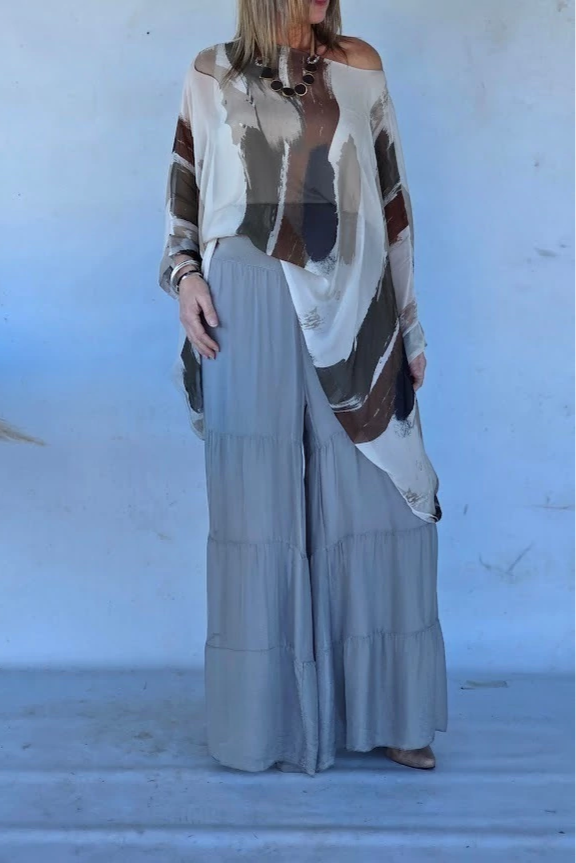Chiffon Slant Shoulder Pullover
