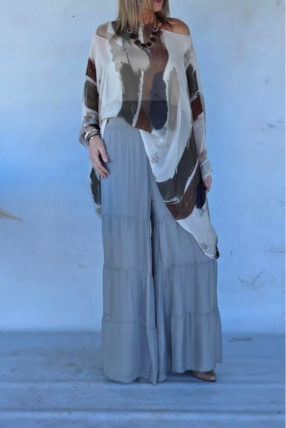 Chiffon Slant Shoulder Pullover
