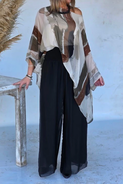 Chiffon Slant Shoulder Pullover