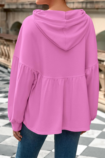 Ruffled Loose Hoodie