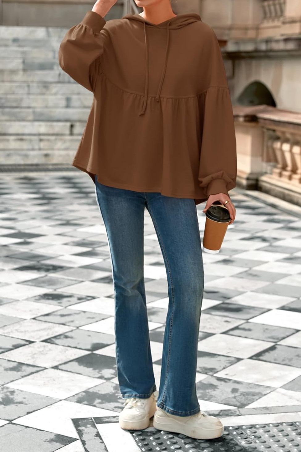 Ruffled Loose Hoodie