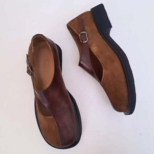 Patchwork Buckle-up Casual Shoes