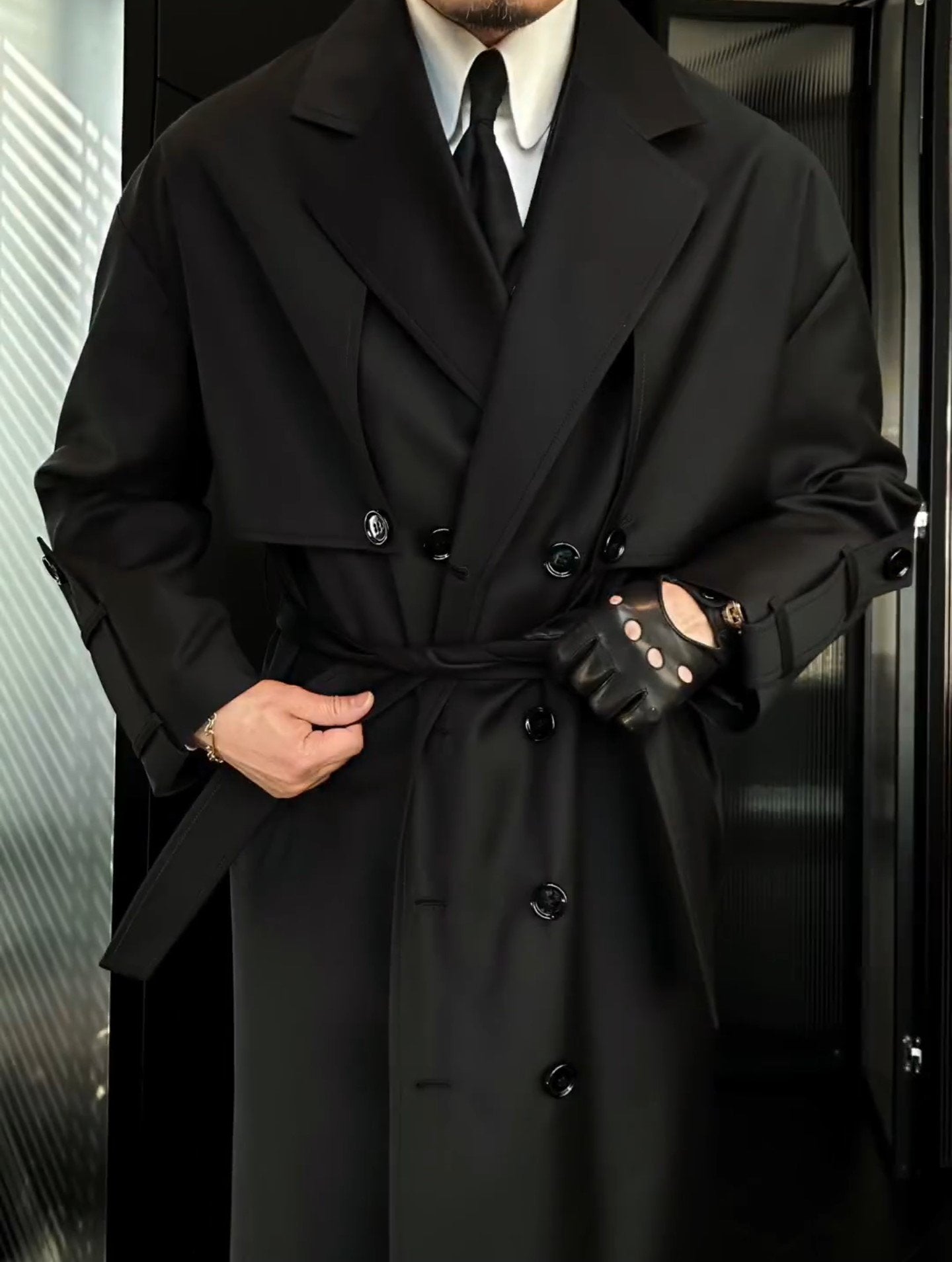 Men's Classic Suit Collar Long Trench Coat