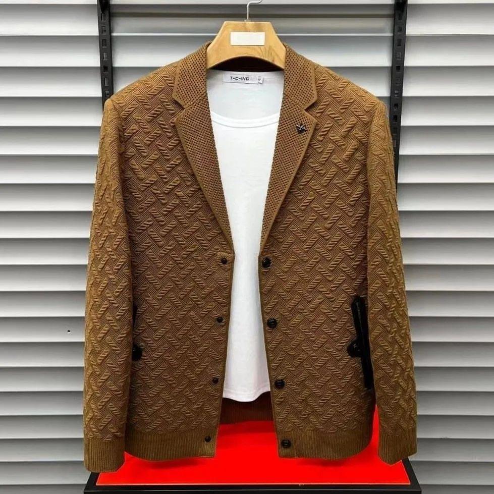 Men's Autumn Three-Dimensional Pattern Knitted Jacket