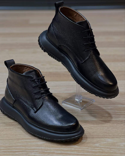 Anthracite Leather Boots