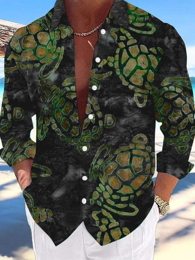 Men's Hawaii Turtles Print Fashion Vacation And Casual Shirt (With Pockets)