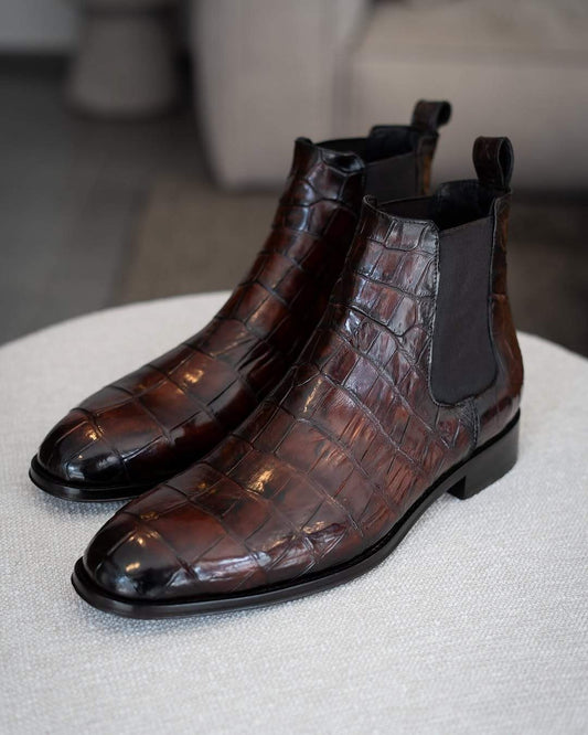 Exquisite Crocodile Chelsea Boots