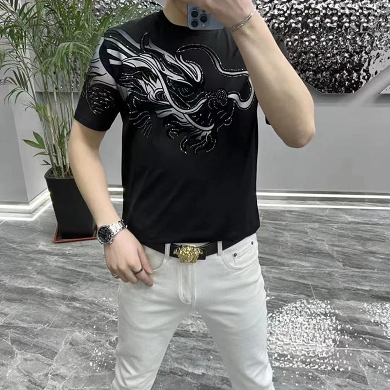 Men's High Quality Rhinestone Short Sleeve T-Shirt