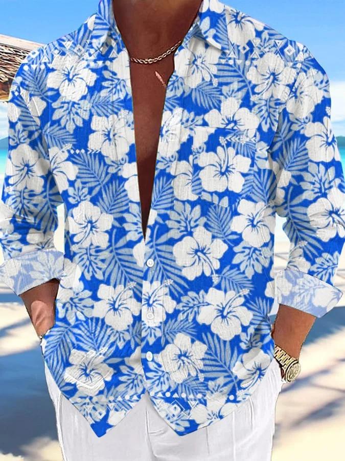 Men's Casual Hawaiian Print Lapel Shirt