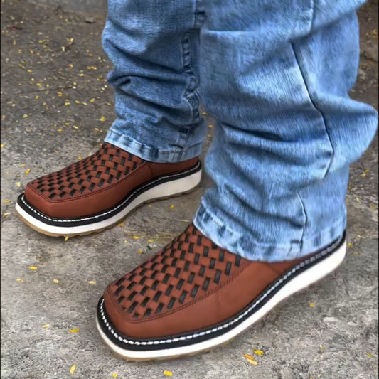 Men's Braided Natural Leather Boots