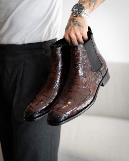 Exquisite Crocodile Chelsea Boots