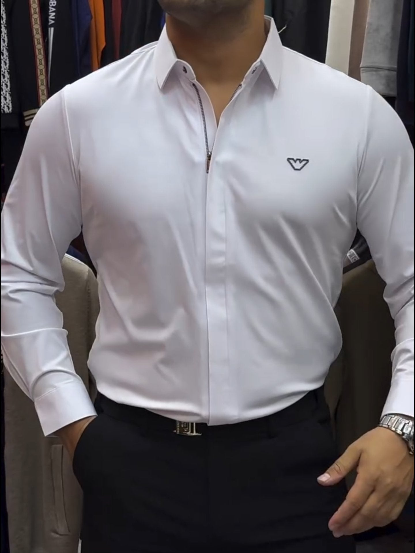 Men's invisible zipper casual shirt