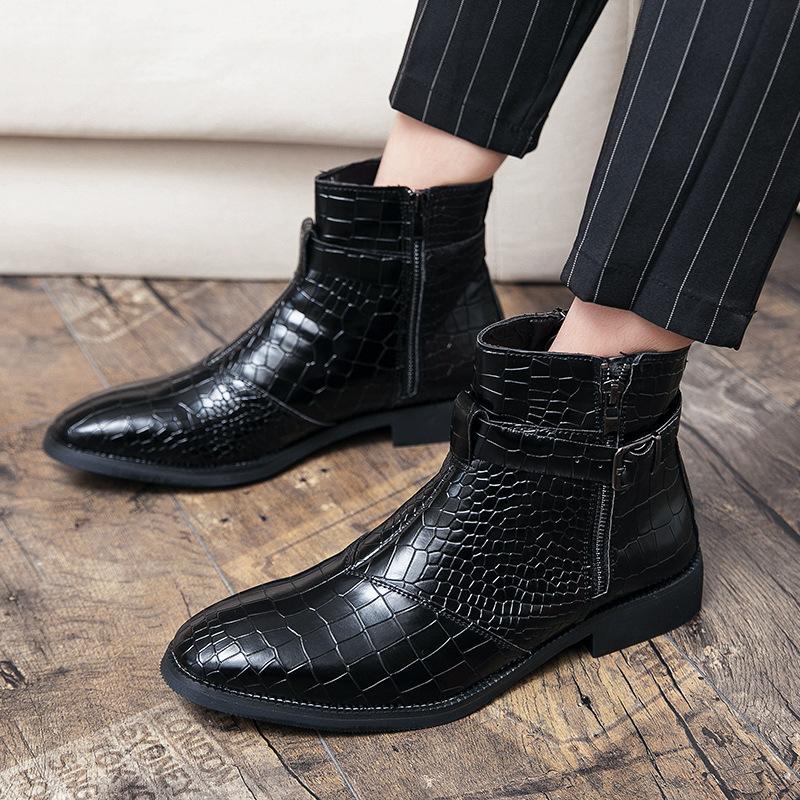 Crocodile-Print Ankle Boots