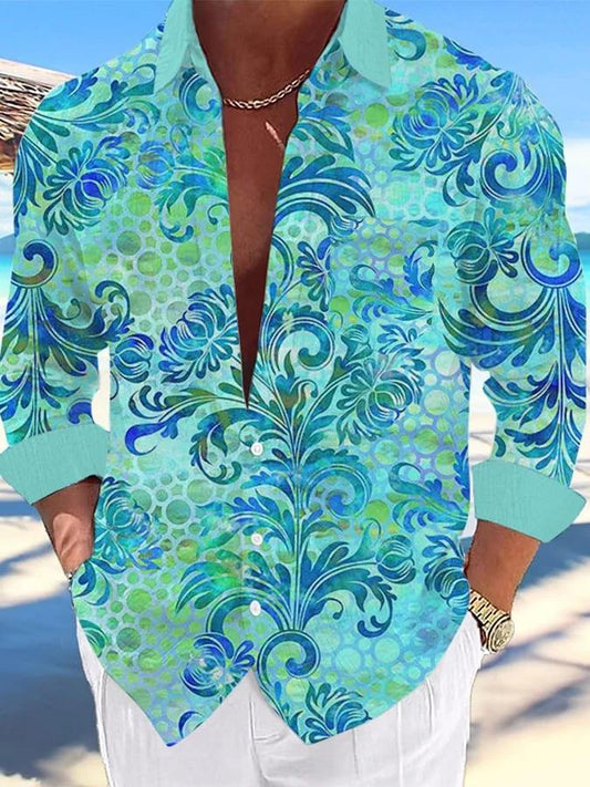 Men's Casual Hawaiian Print Lapel Shirt