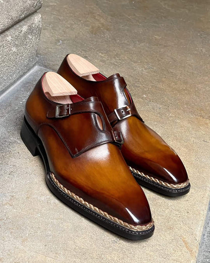 Whole Cut Derby Shoe in Cognac Brown calf leather