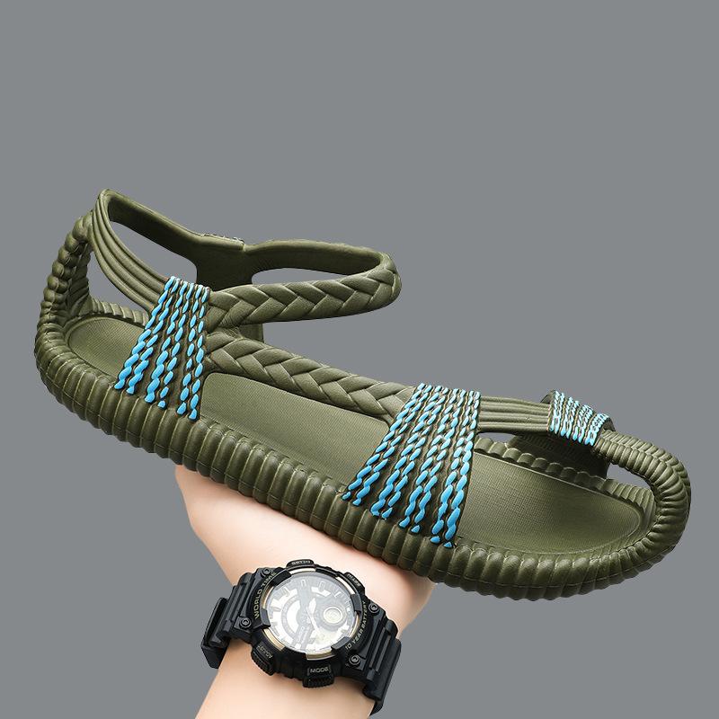 Vintage hand-woven couple beach shoes