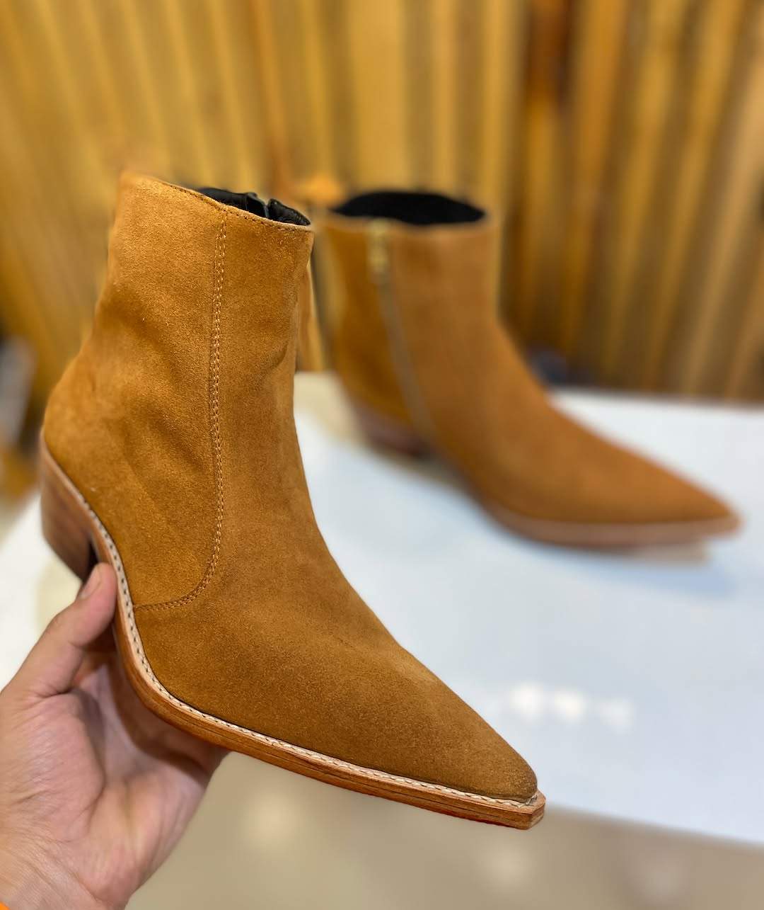 Pointed Toe Suede Chelsea Boots