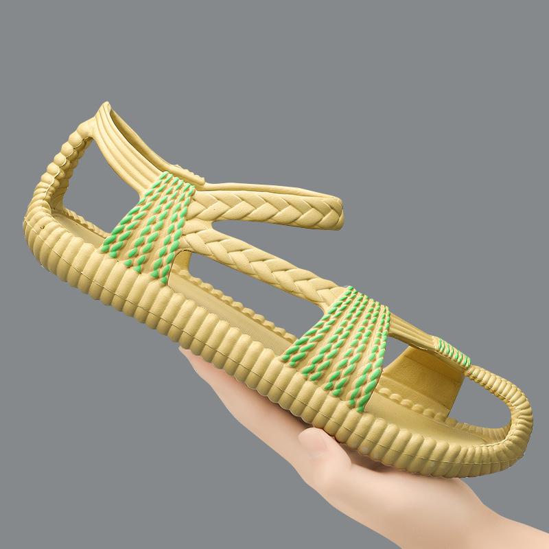 Vintage hand-woven couple beach shoes