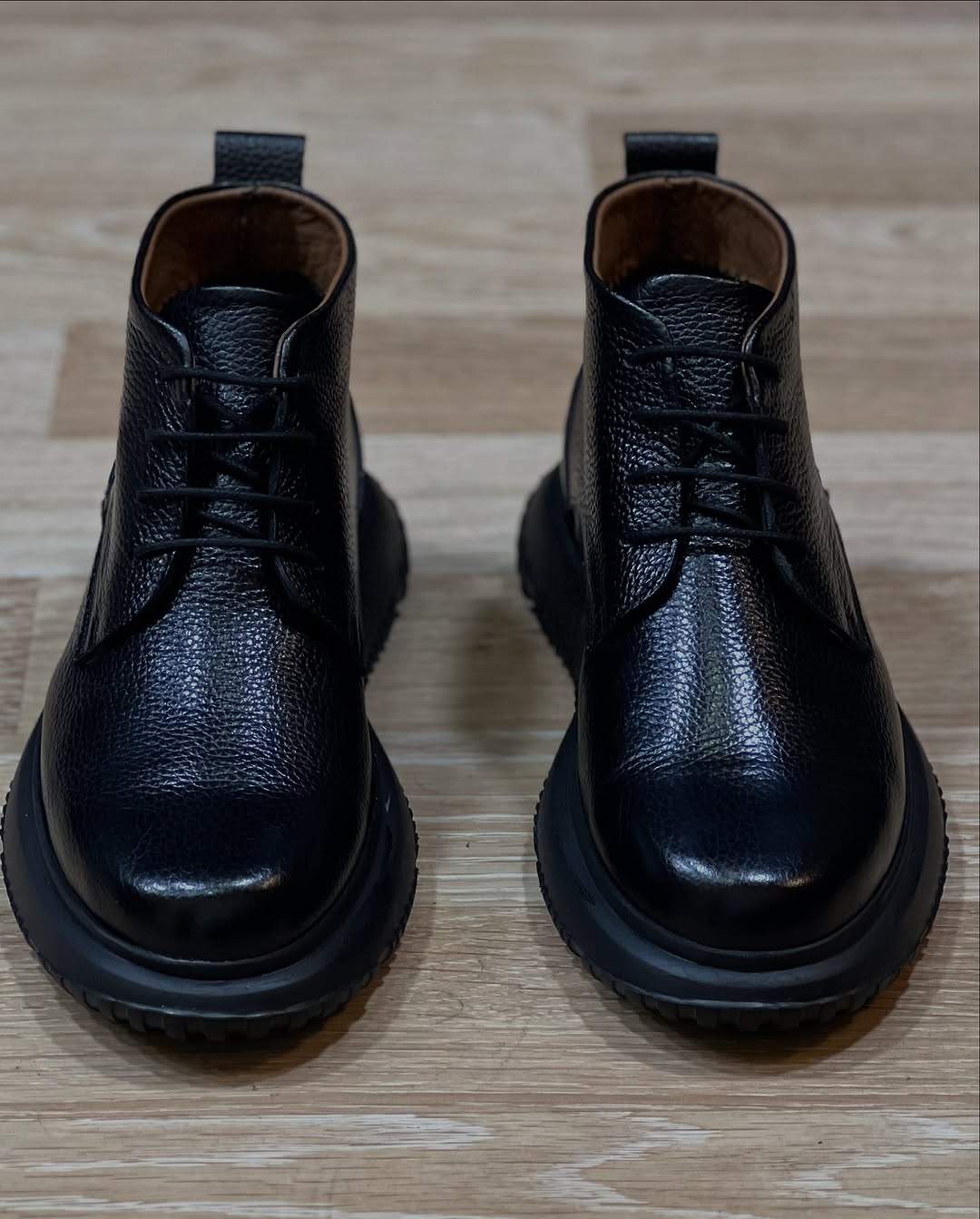 Anthracite Leather Boots