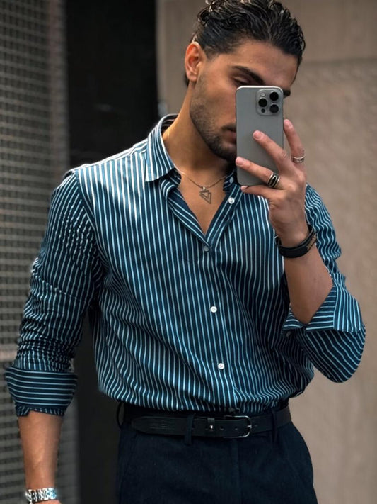 Striped long-sleeved men's shirt