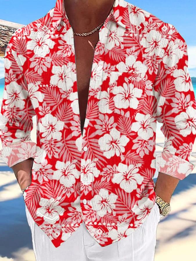 Men's Casual Hawaiian Print Lapel Shirt