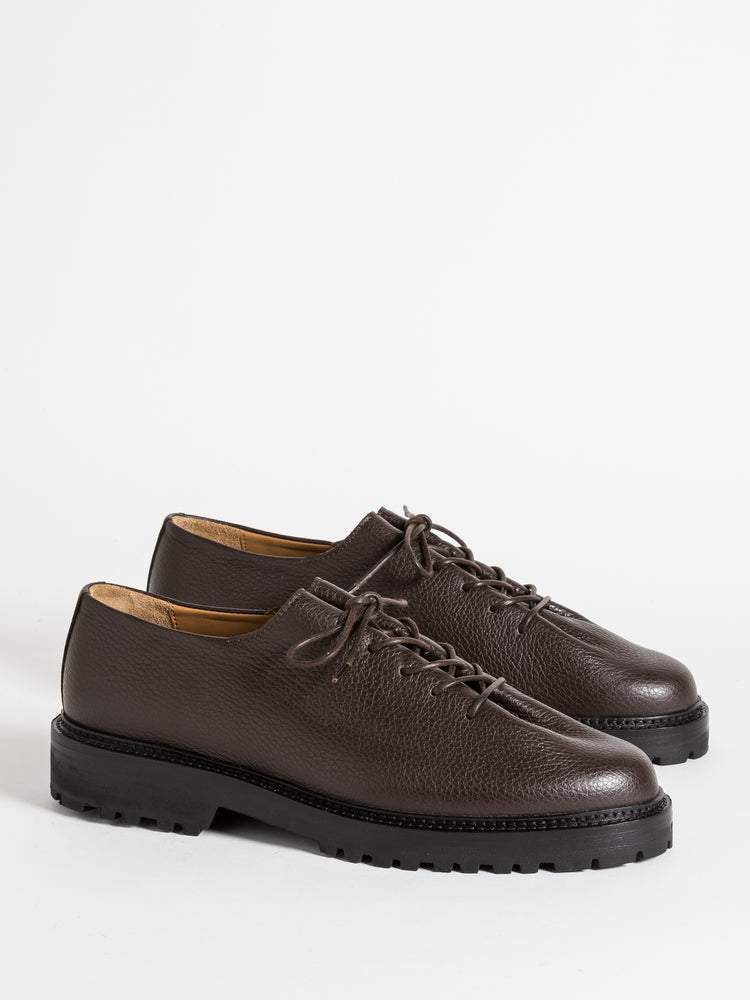 Dark Tan Pimples Leather Laceup