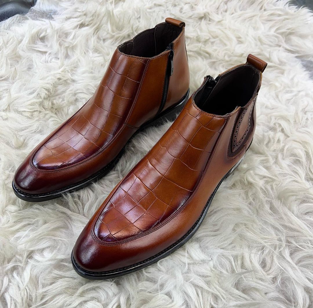 Men's handmade natural leather boots