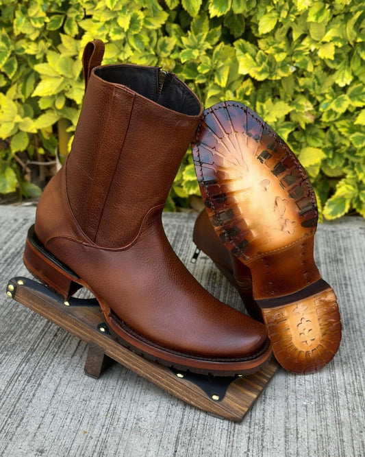 Handmade vintage natural leather boots