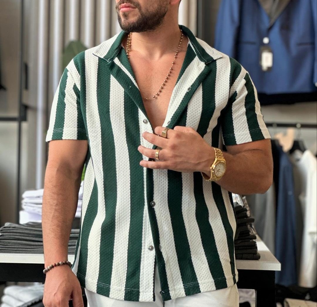 Summer striped short-sleeved shirt