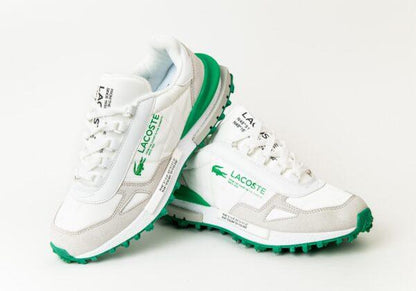 White Sneakers for Man with Green Details