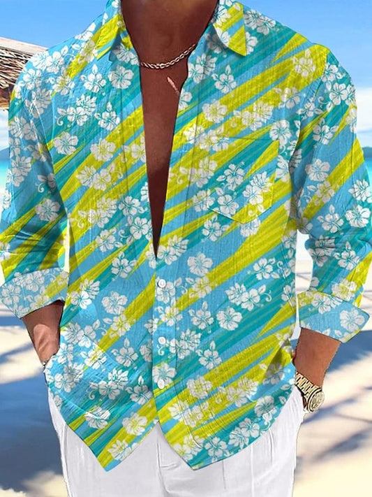 Men's Casual Hawaiian Print Lapel Shirt