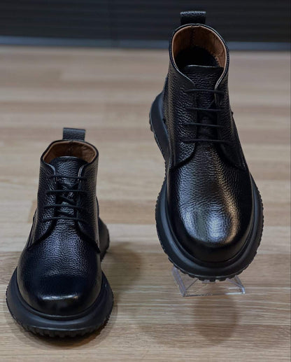 Anthracite Leather Boots