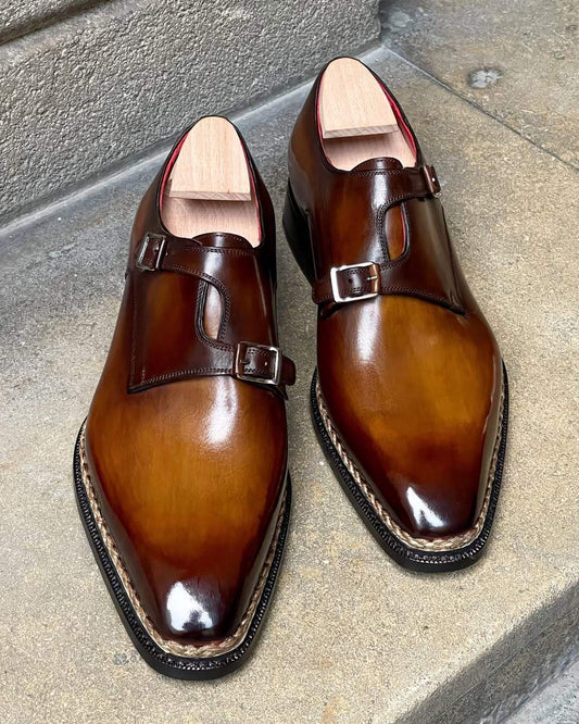 Whole Cut Derby Shoe in Cognac Brown calf leather