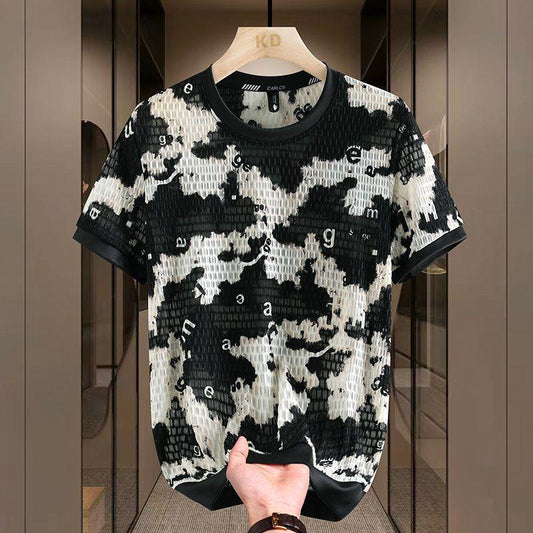 Men's Summer Cow Pattern Ice Silk T-shirt