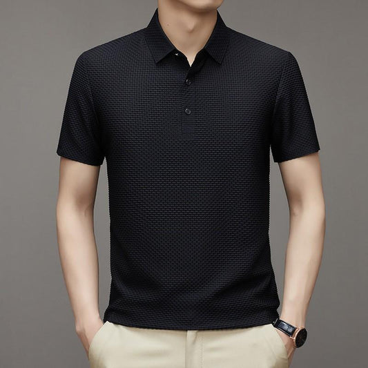 2024 Summer New Solid Color Simple Men's Lapel Button Polo Shirt