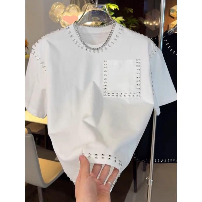 Men's Loose Casual Studded T-Shirt