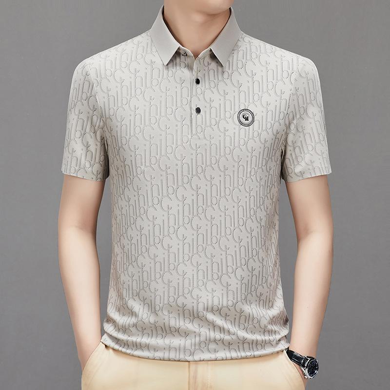 Men's ice silk jacquard T-shirt