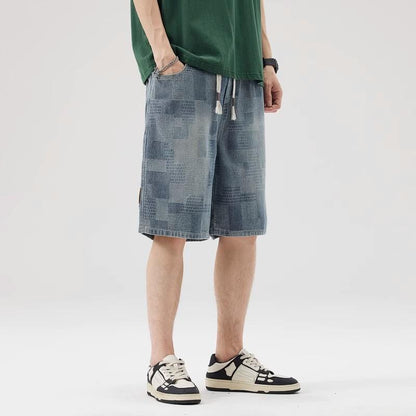 Men's trendy loose denim shorts