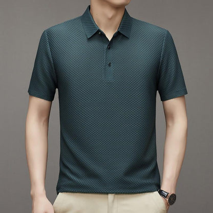 2024 Summer New Solid Color Simple Men's Lapel Button Polo Shirt