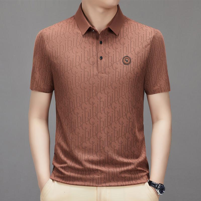 Men's ice silk jacquard T-shirt