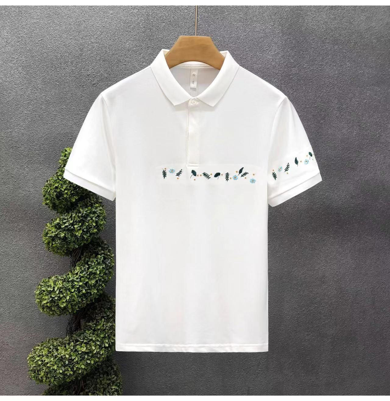 Men's high-end embroidered short-sleeved shirt