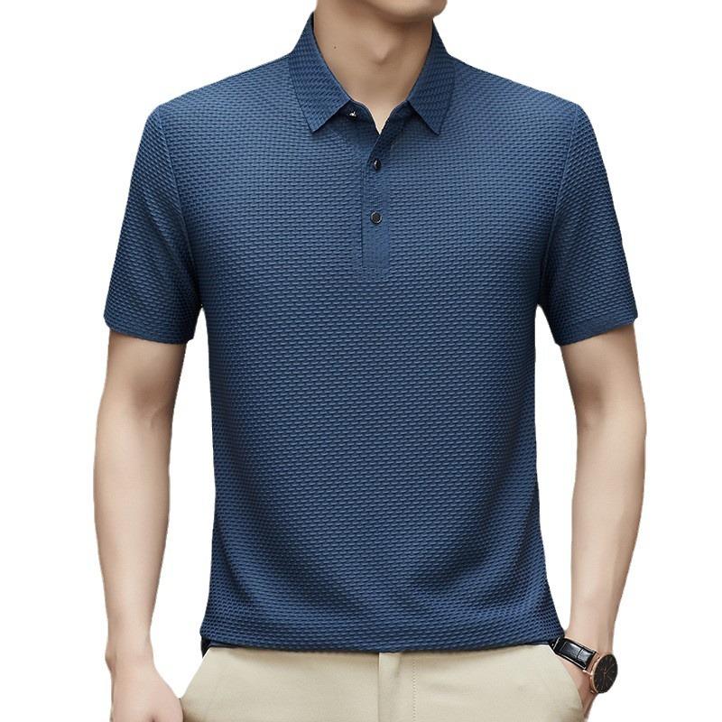 2024 Summer New Solid Color Simple Men's Lapel Button Polo Shirt