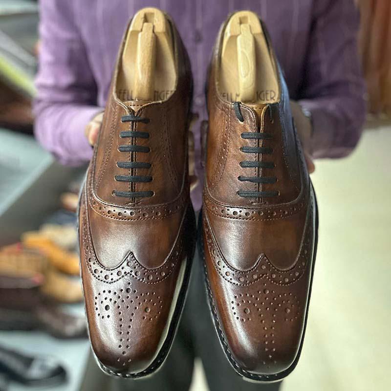 Brogues Carved Men's Shoes Comfortable Cowhide Oxford Shoes Business Leather Shoes