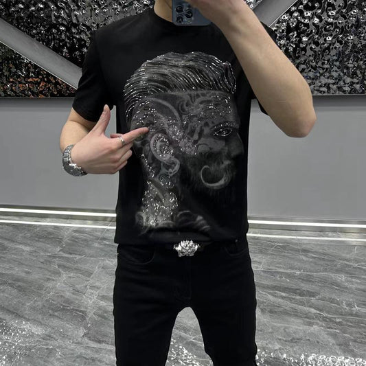 Men's casual rhinestone T-shirt