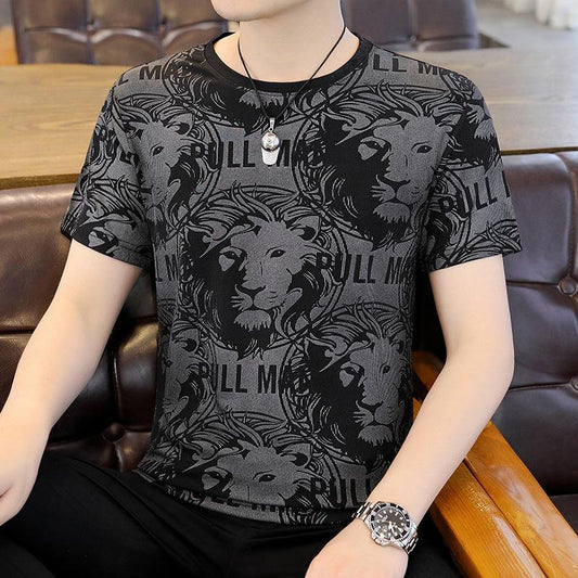 Lion Print Ice Silk T-Shirt