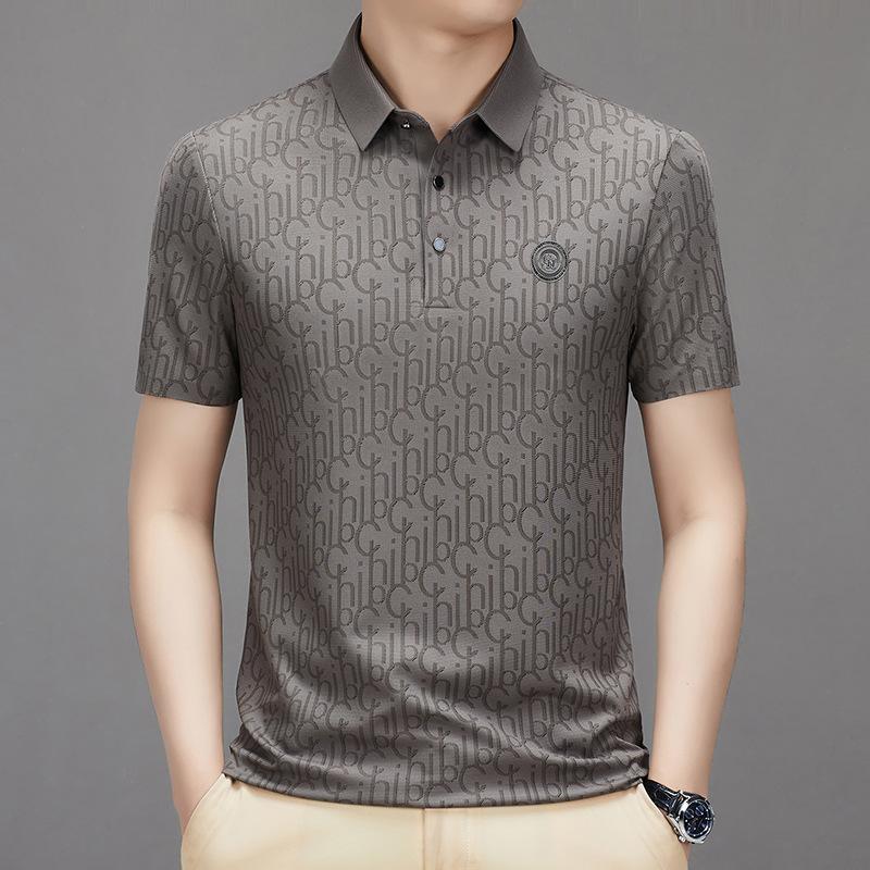 Men's ice silk jacquard T-shirt