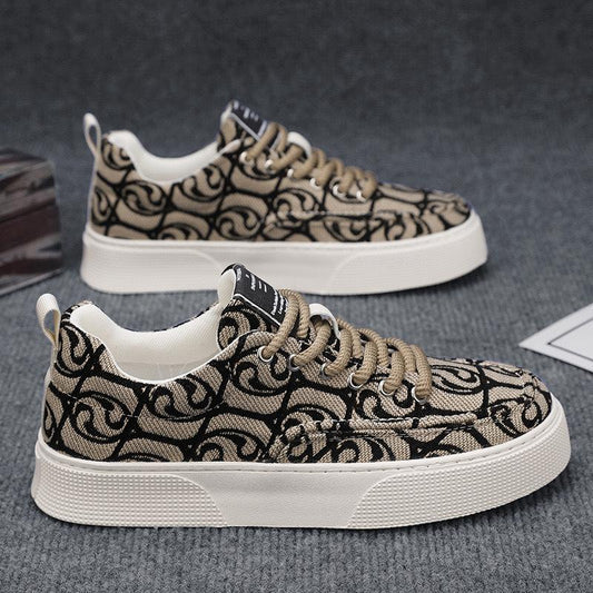 Men's trendy printed canvas skateboard shoes