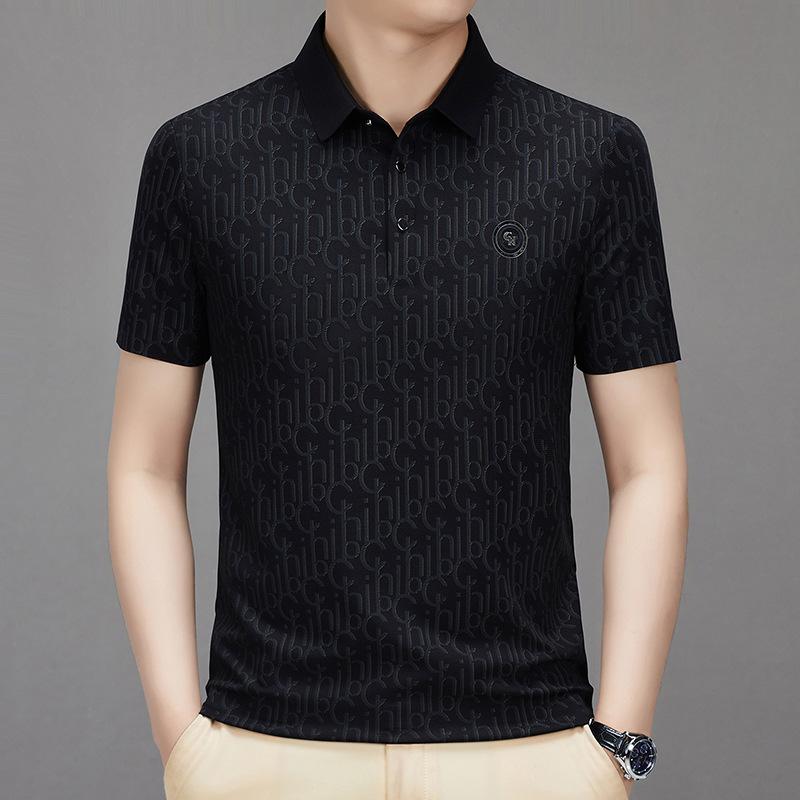 Men's ice silk jacquard T-shirt