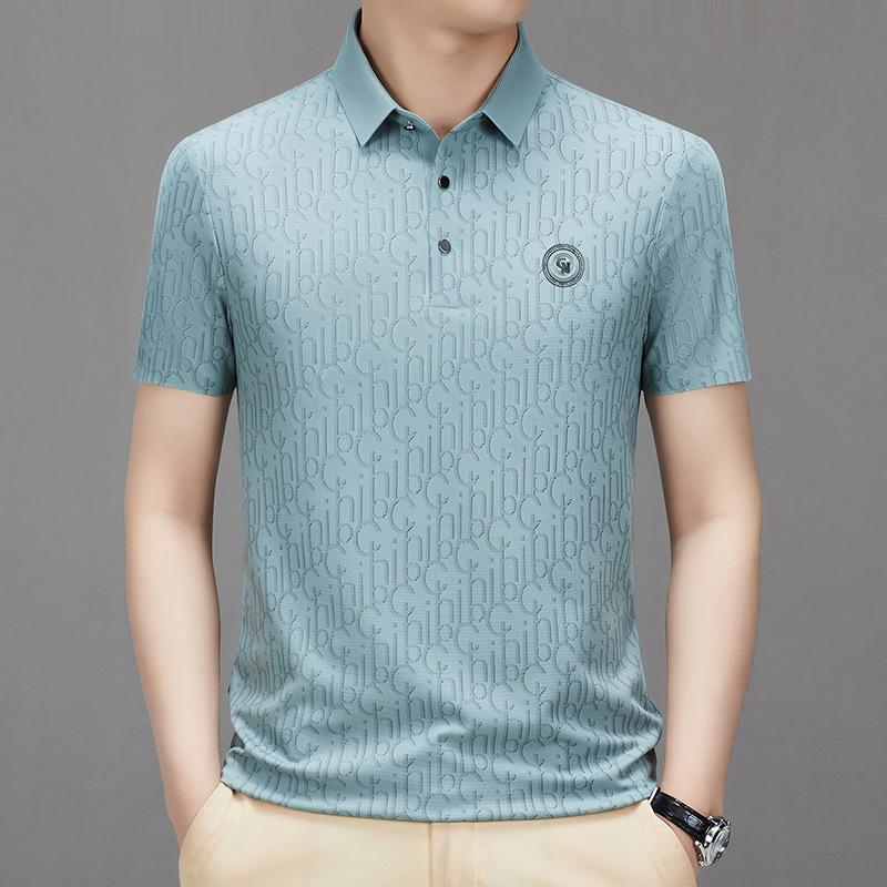 Men's ice silk jacquard T-shirt