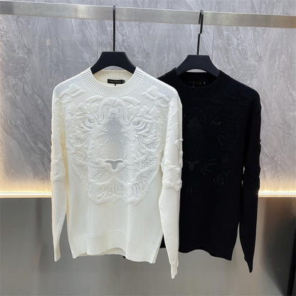 Rhinestone Jacquard Crewneck Men's Sweater